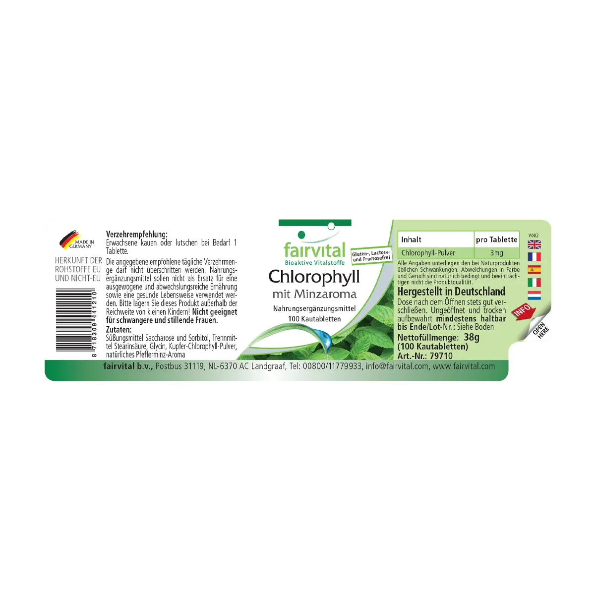 Chlorophyll with mint flavour – 100 chewable tablets