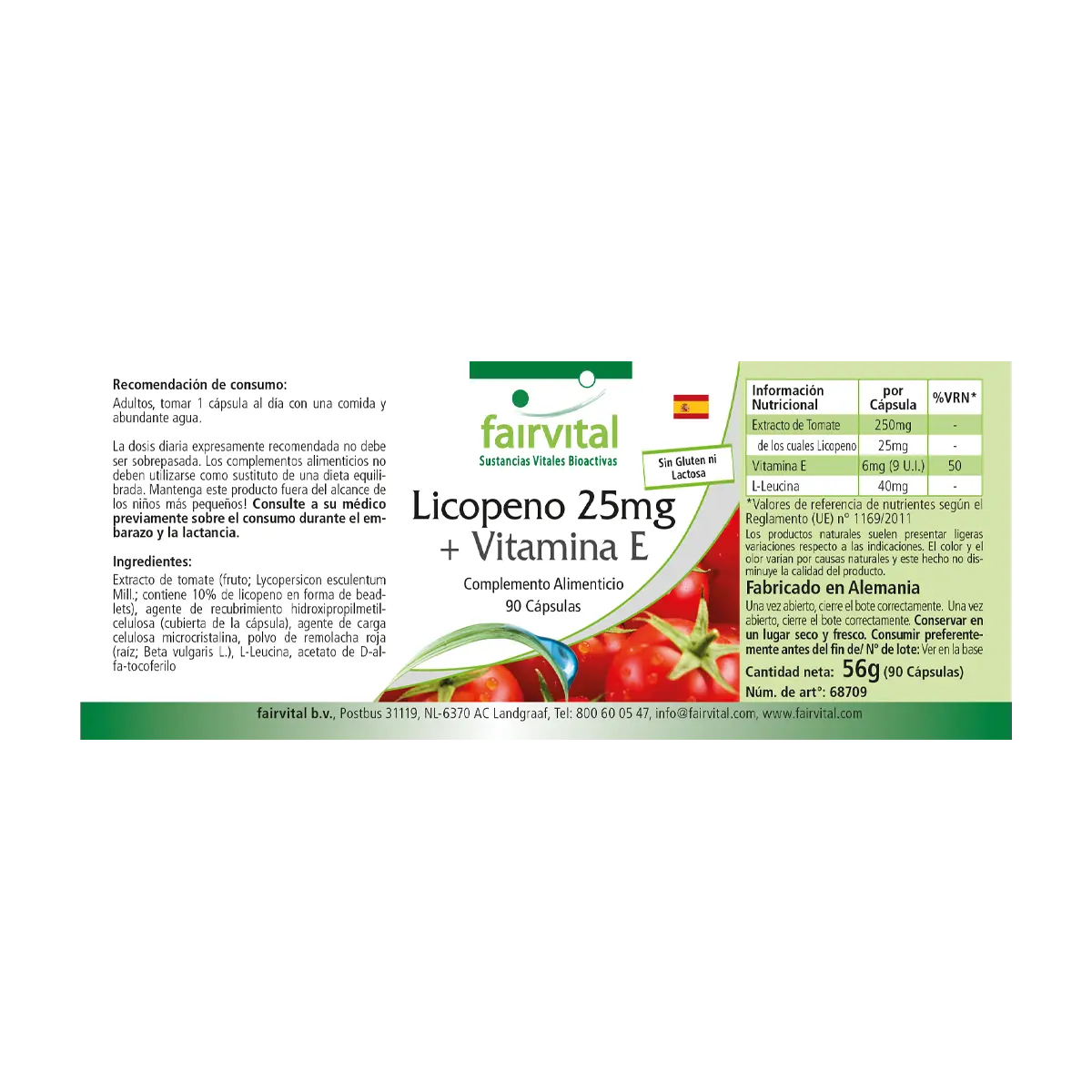 Lycopene 25mg + Vitamin E - 90 Capsules