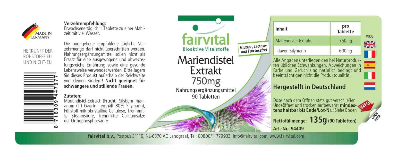 Mariendistel Extrakt 750mg