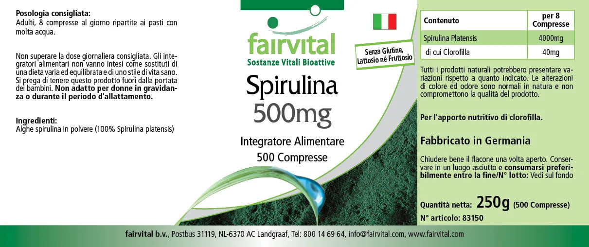 Spirulina 500mg - 500 compresse