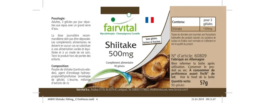 Shiitake 500mg - 90 capsules