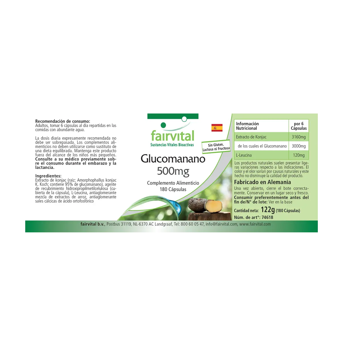 Glucomanano 500mg - 180 Cápsulas