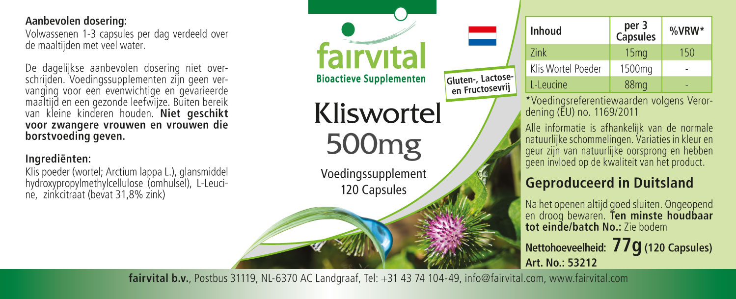 Klettenwurzel 500mg - 120 Kapseln - Sale - MHD 05/25