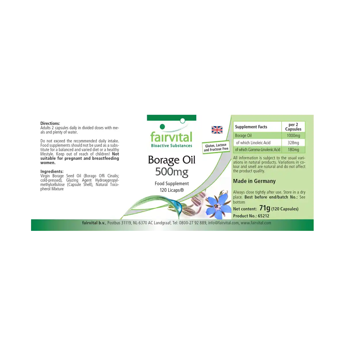 Huile de bourrache 500mg - 120 LiCaps®