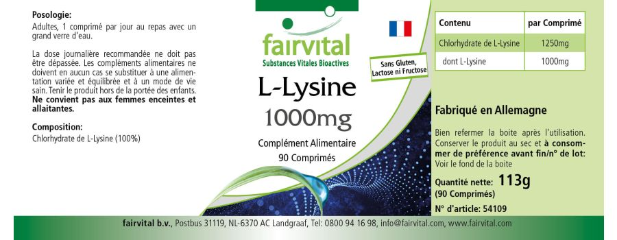 L-Lisina 1000mg - 90 Compresse