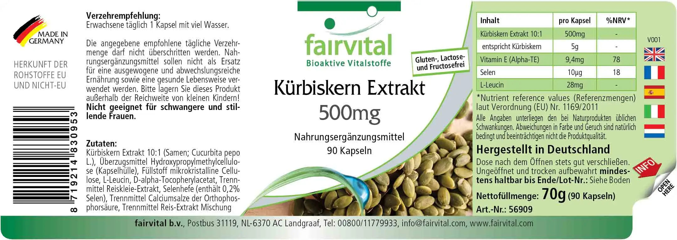 Kürbiskern Extrakt 500mg