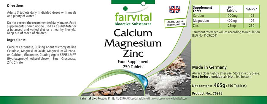 Calcium Magnesium Zinc - 250 Tablets