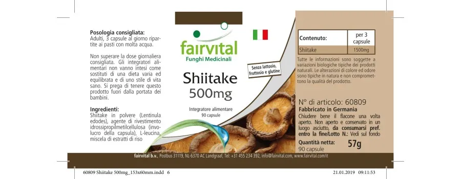 Shiitake 500mg - le champignon pur - 90 gélules