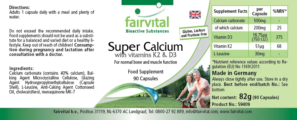 Super Calcium con vitaminas K2 y D3