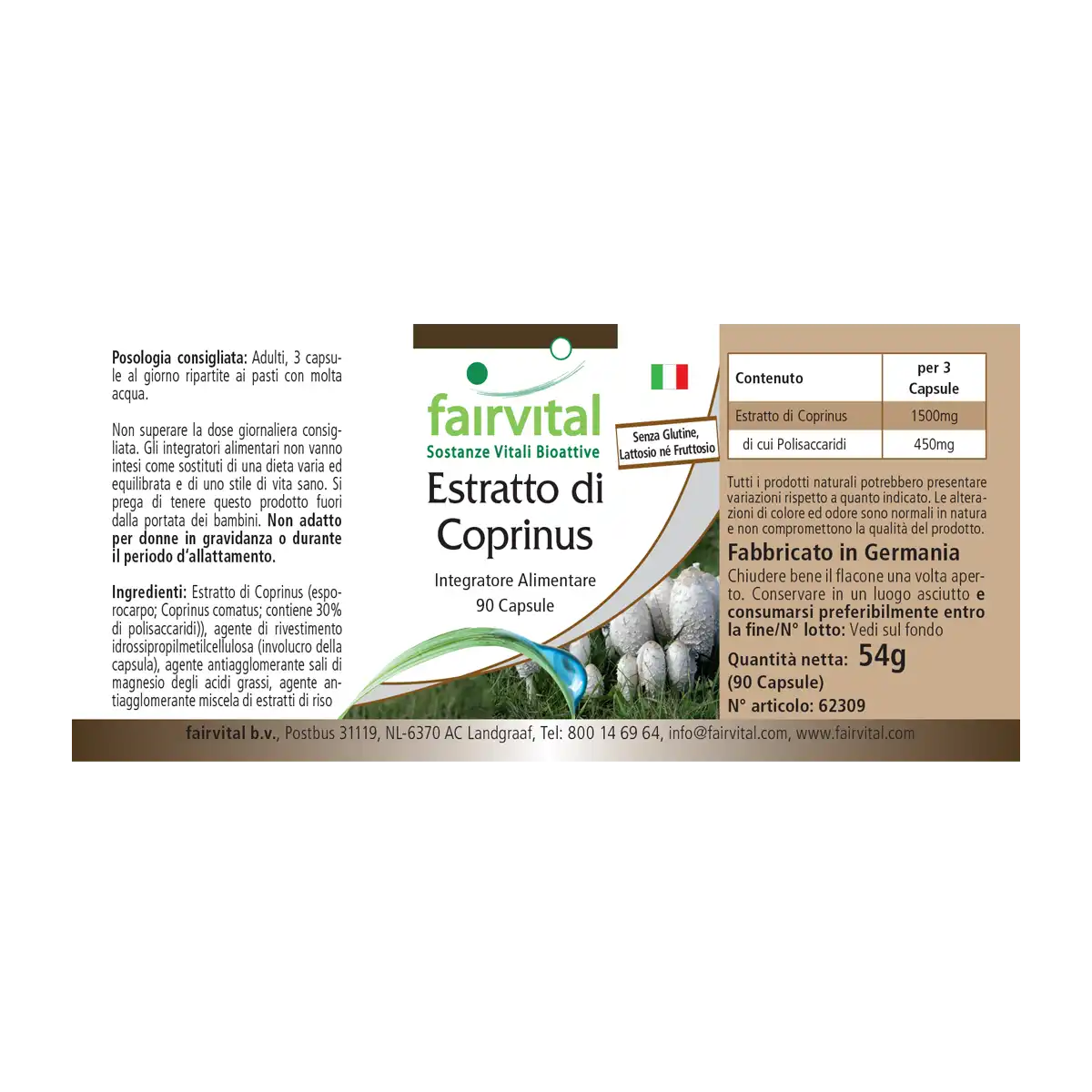 Estratto di Coprinus 500mg - 90 capsule