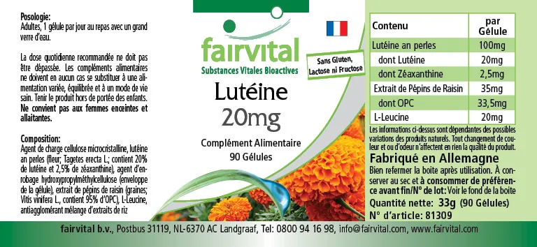 Luteina 20mg 90 capsule microincapsulate