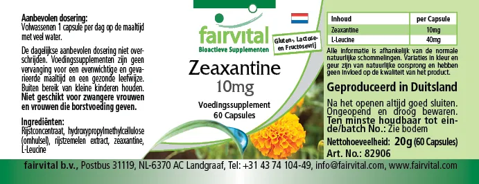 Zeaxanthin 10mg - 60 Capsules