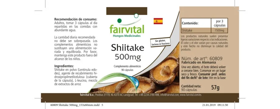 Shiitake 500mg - 90 capsules