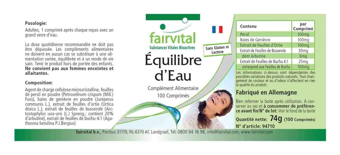 Équilibre d'eau - 100 comprimés