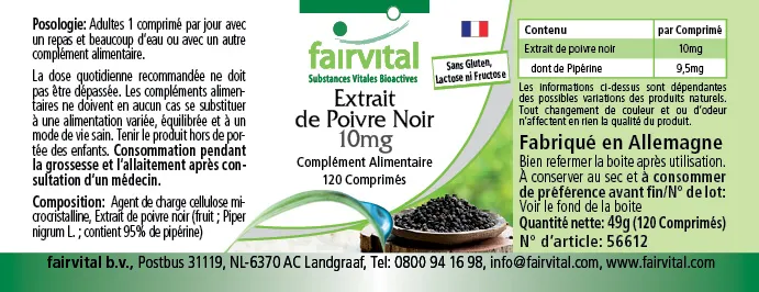 Estratto di pepe nero 10mg