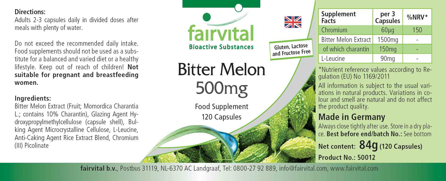 Melon amer 500mg avec chrome - 120 gélules - Sale - MHD 05/25