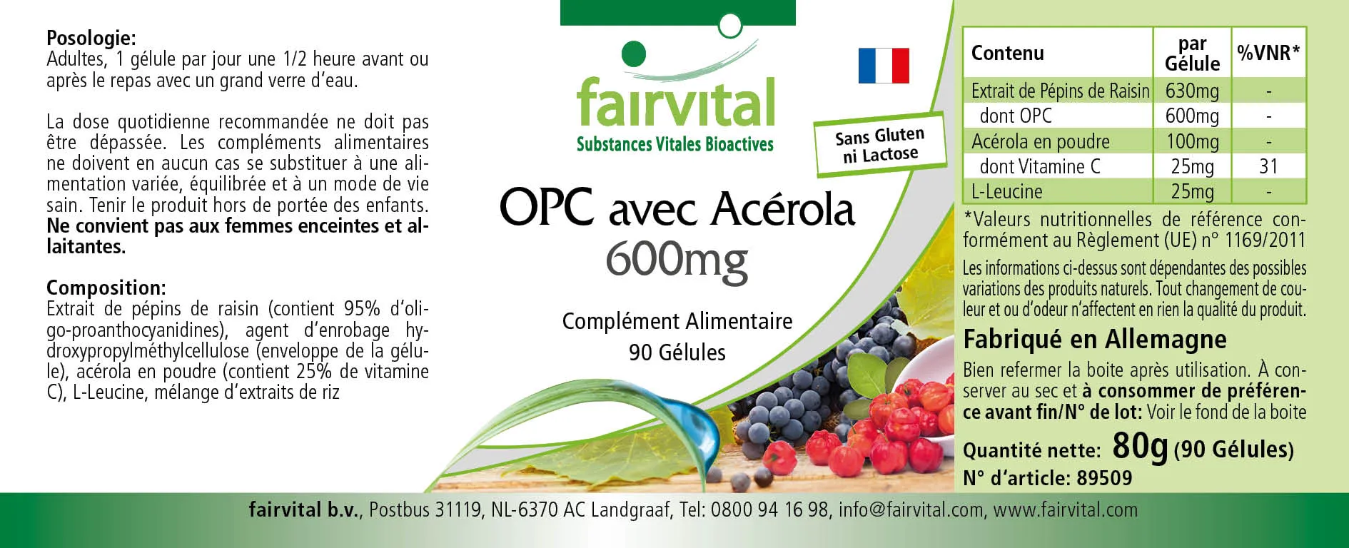 OPC 600mg with Acerola - 90 Capsules