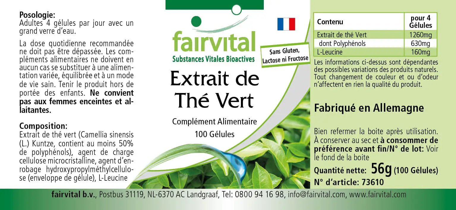 Extrait de thé vert - 100 gélules