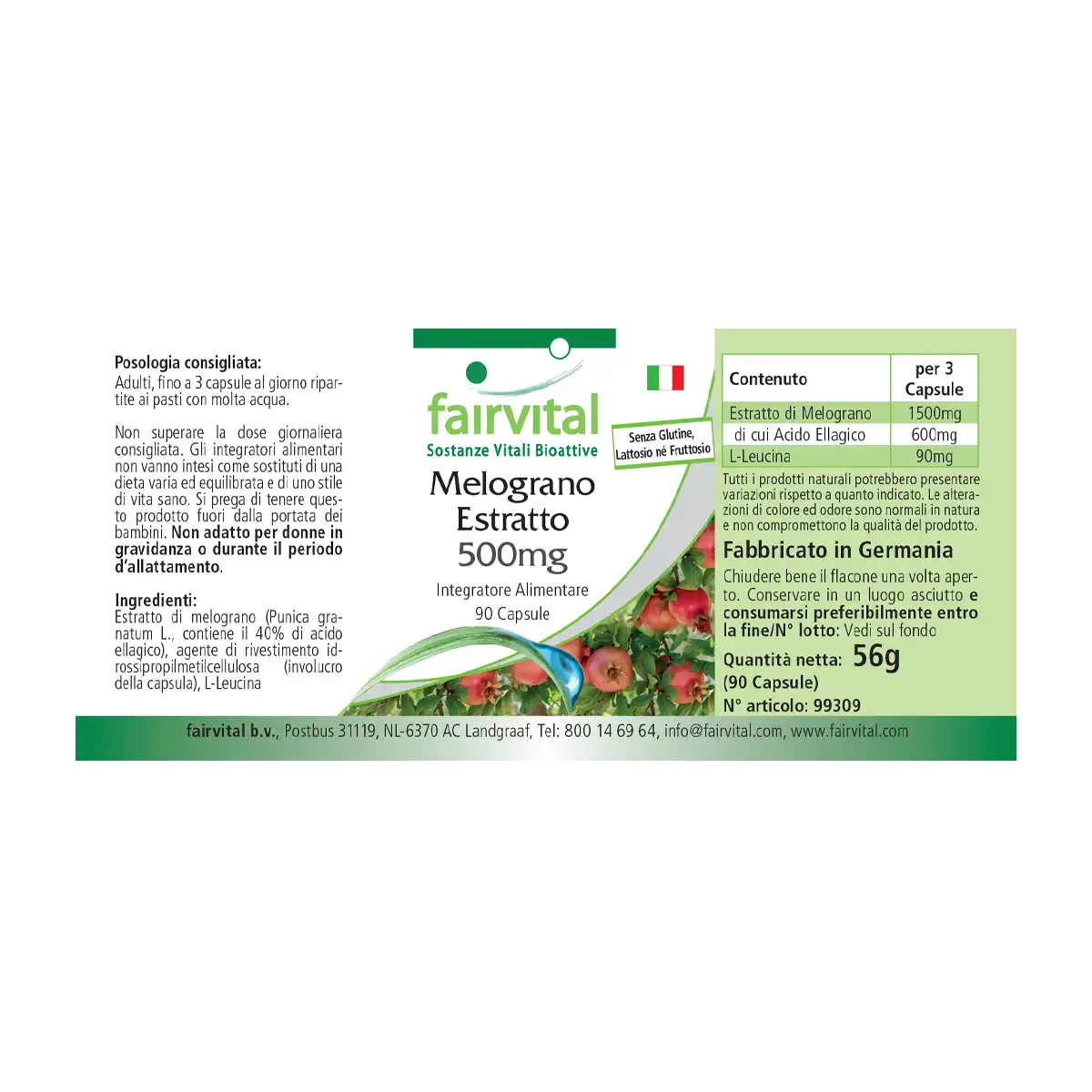 Estratto di melograno 500mg - 90 capsule