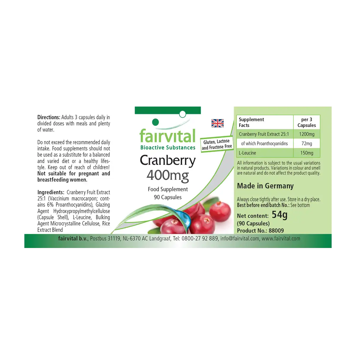 Cranberry 400mg - 90 Capsules