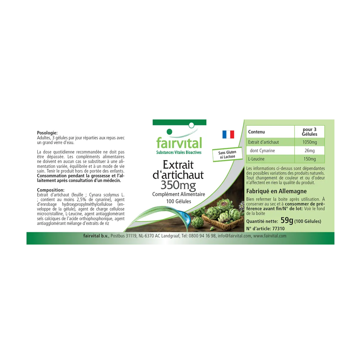 Extrait d'artichaut 350mg