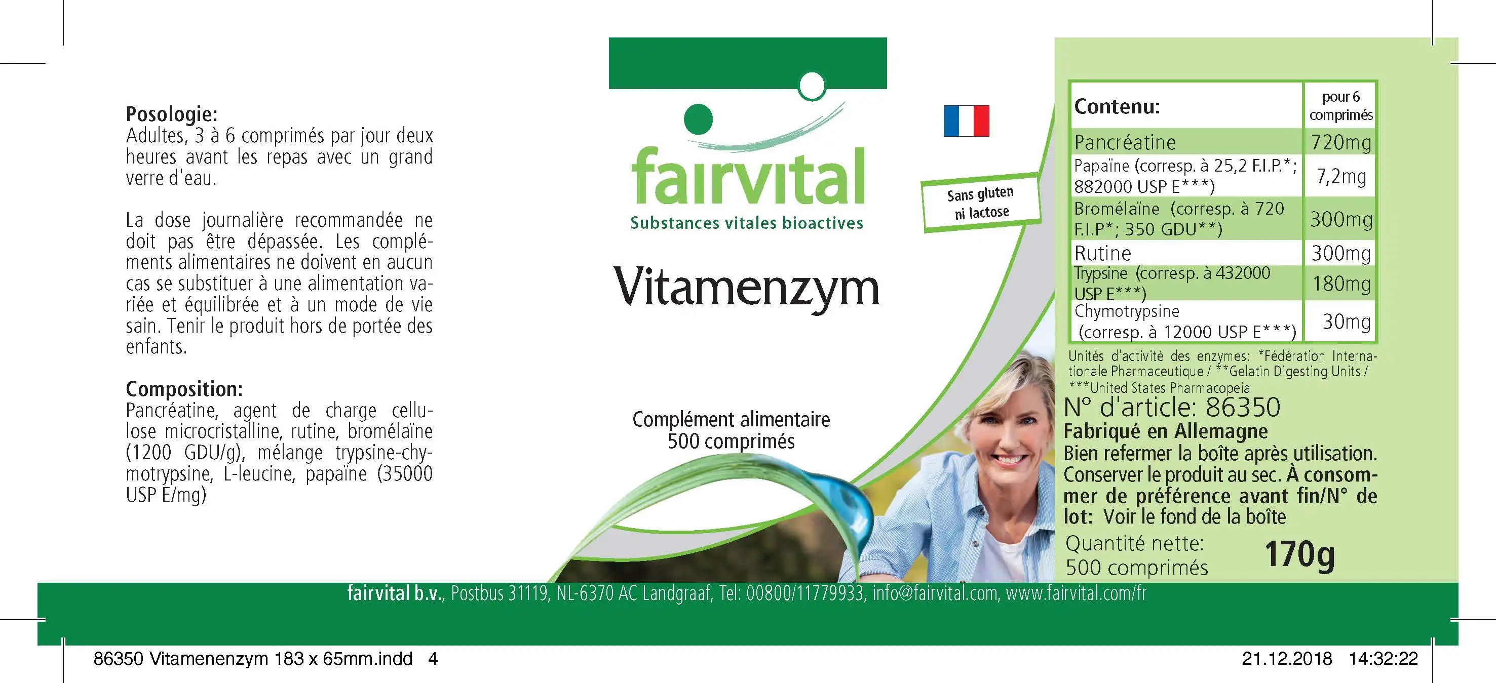 Vitamenzym - Complejo de vitaminas y enzimas - 500 comprimidos