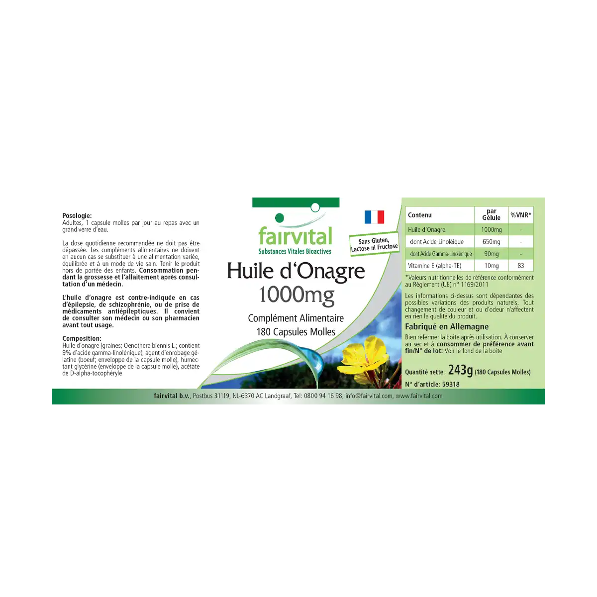 Huile d'Onagre 1000mg