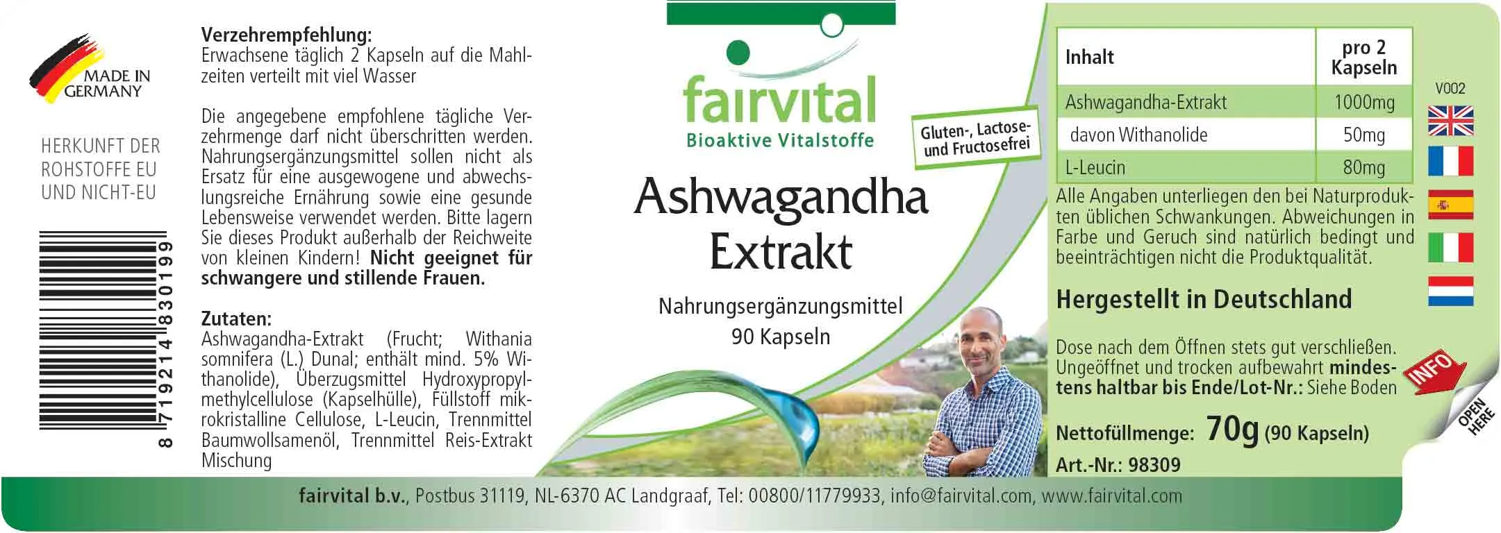 Extrait d'Ashwagandha 500mg - 90 Gélules