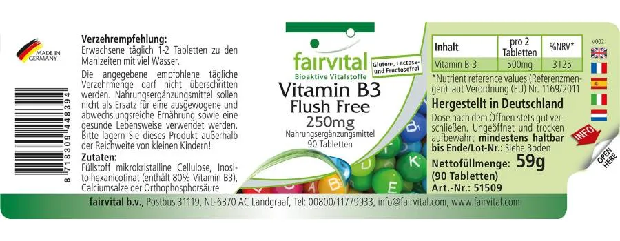 Vitamine B3 Flush Free 250mg - 90 comprimés