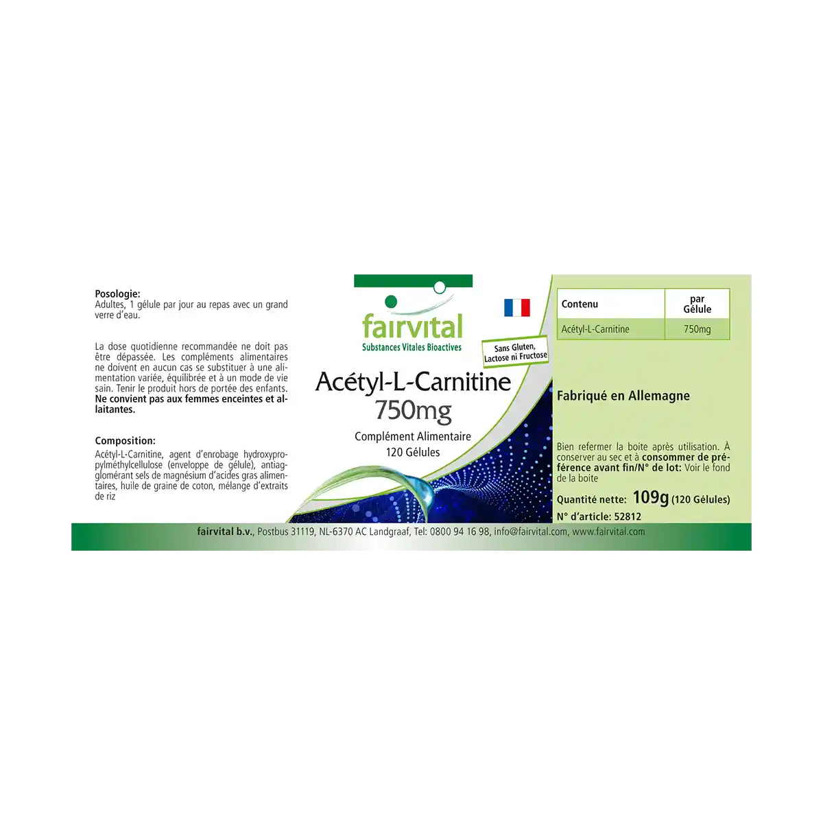 Acetyl L-carnitine 750mg - 120 Capsules