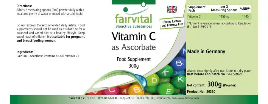 Vitamina C come ascorbato - 300g di polvere