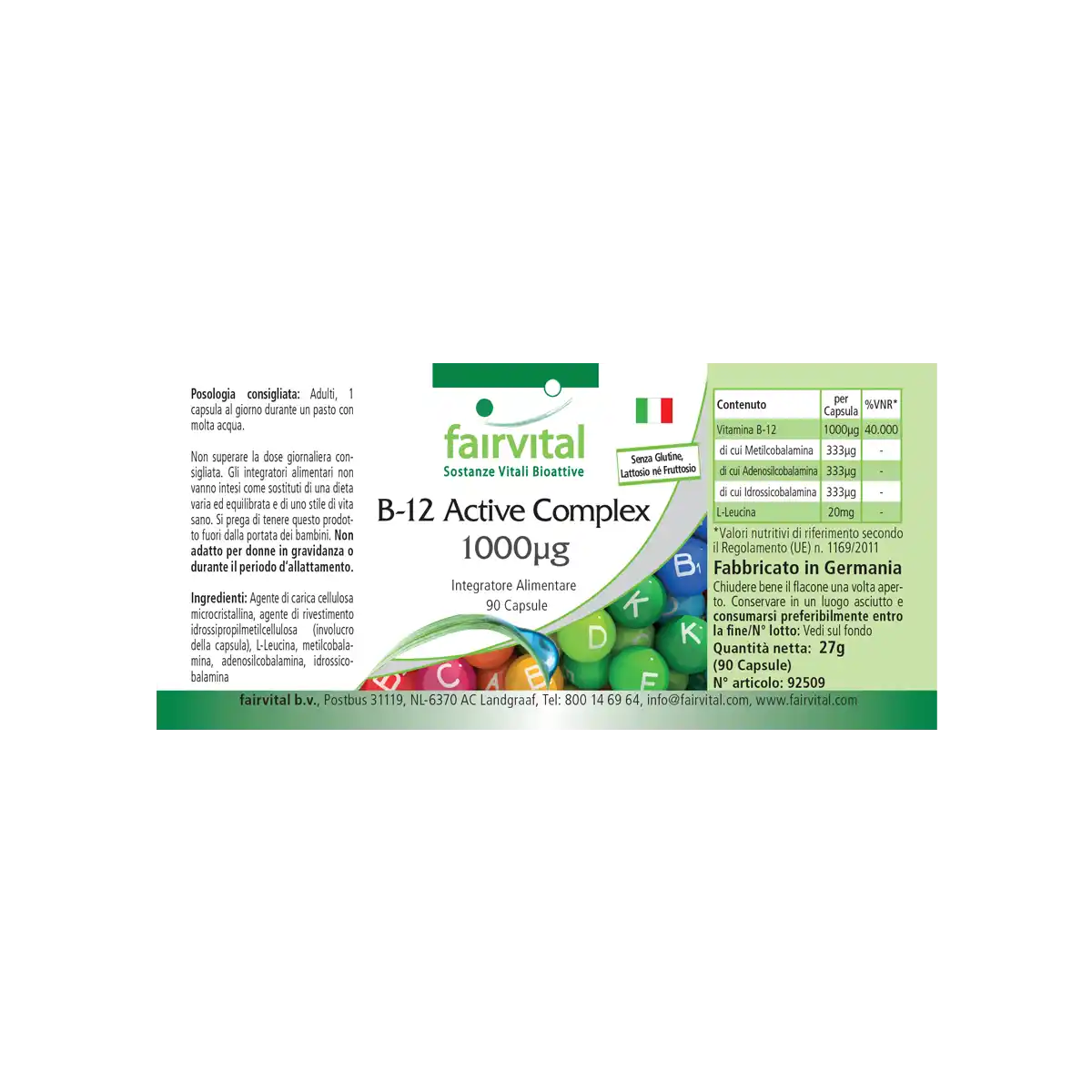 B12 Active Complex 1000µg – 90 capsules