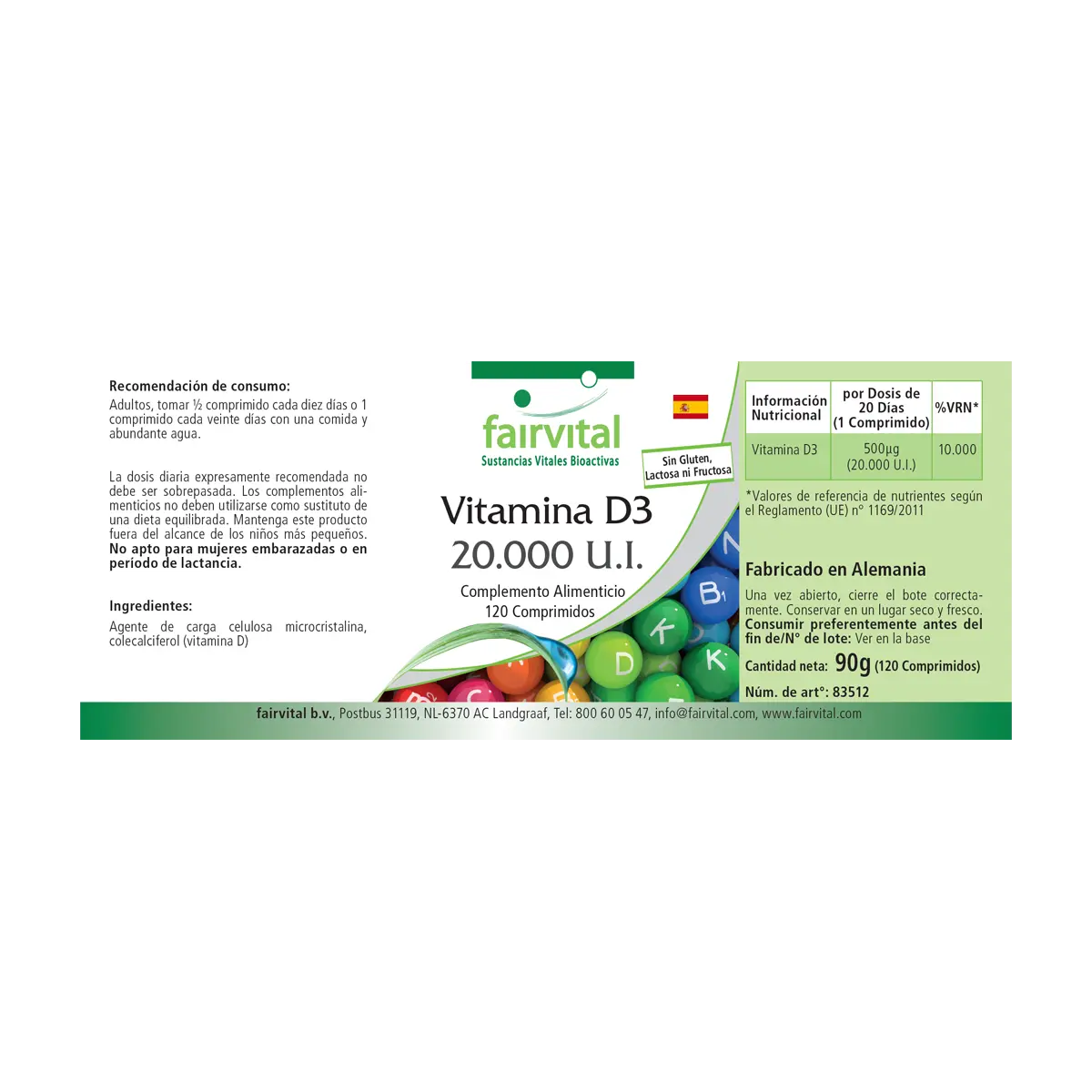 Vitamin D3 20000 I.U. - 120 Tablets