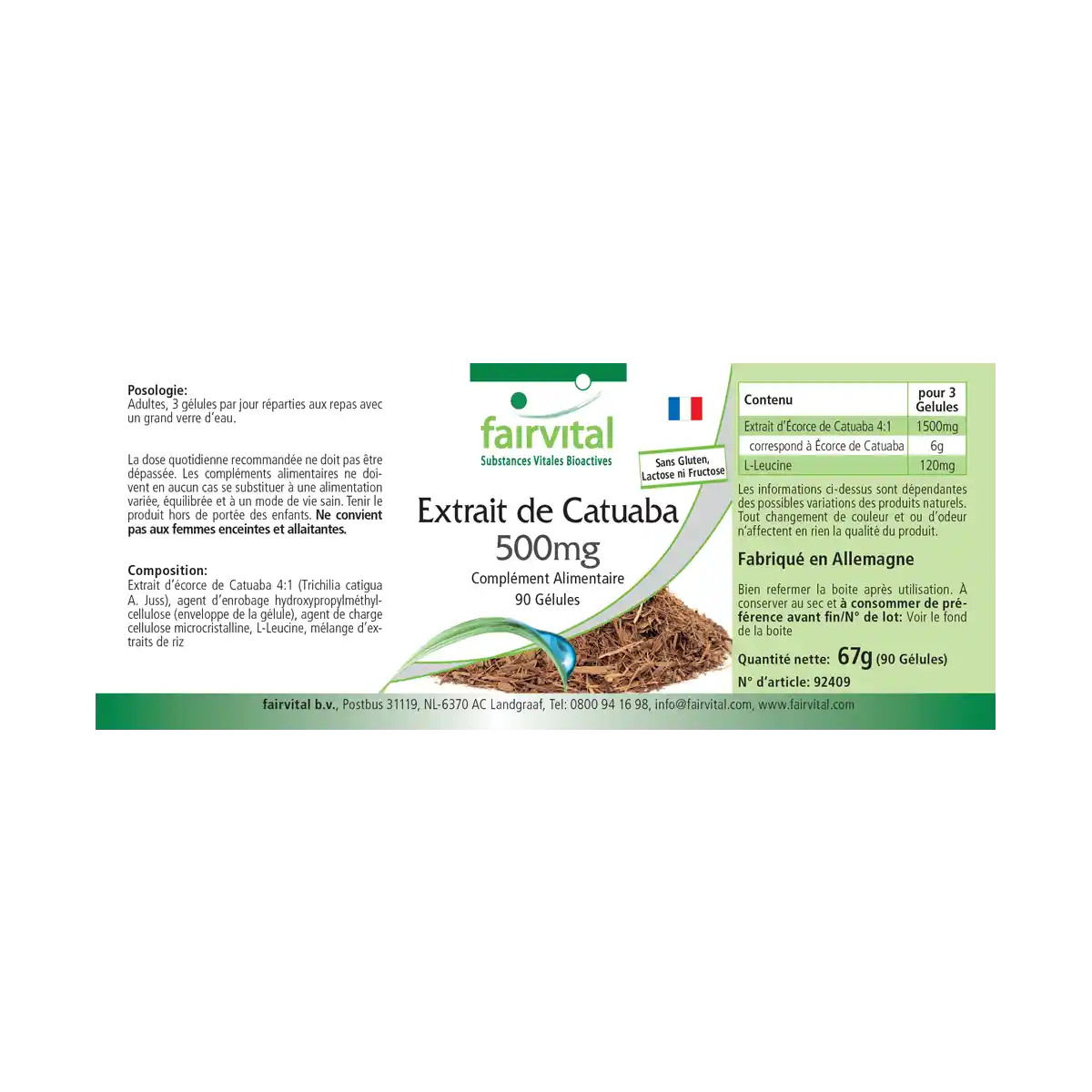 Extrait de Catuaba 500mg - 90 gélules