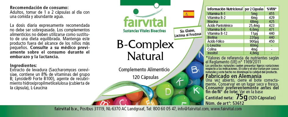 Vitamina B Complex naturale - 120 capsule