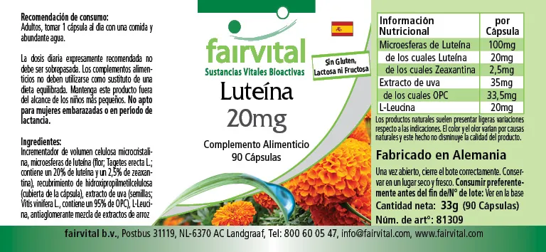 Lutein 20mg - 90 Capsules