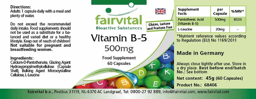 Vitamina B-5 500mg – 60 capsule