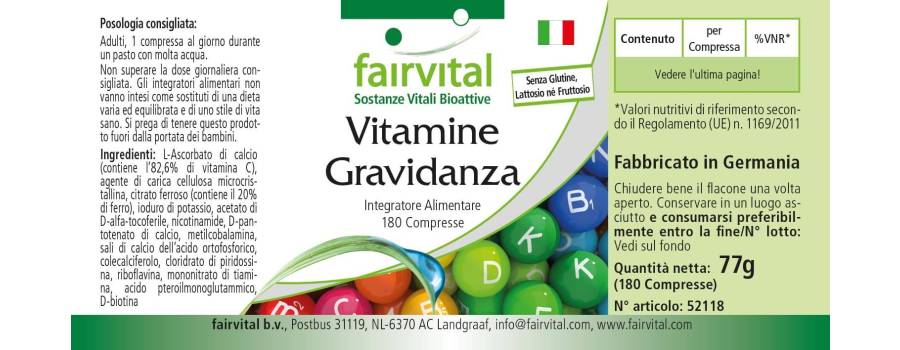 Vitaminas para el embarazo - 180 comprimidos