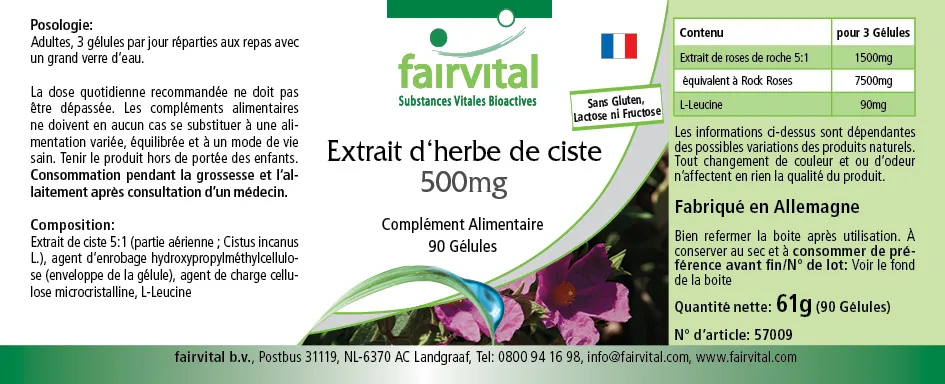 Extrait d‘herbe de ciste 500mg