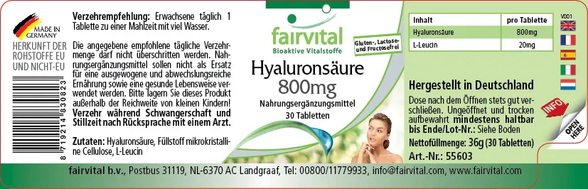 Hyaluronic acid 800mg