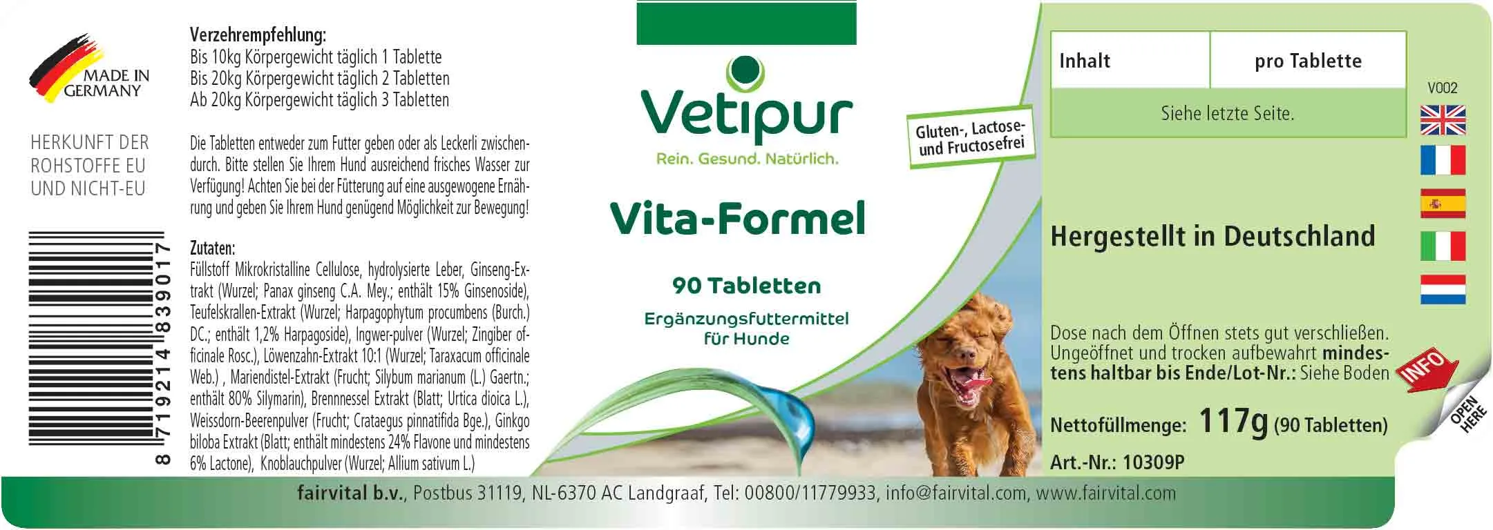 Vita-Formel  - 90 comprimidos para perros | Vetipur