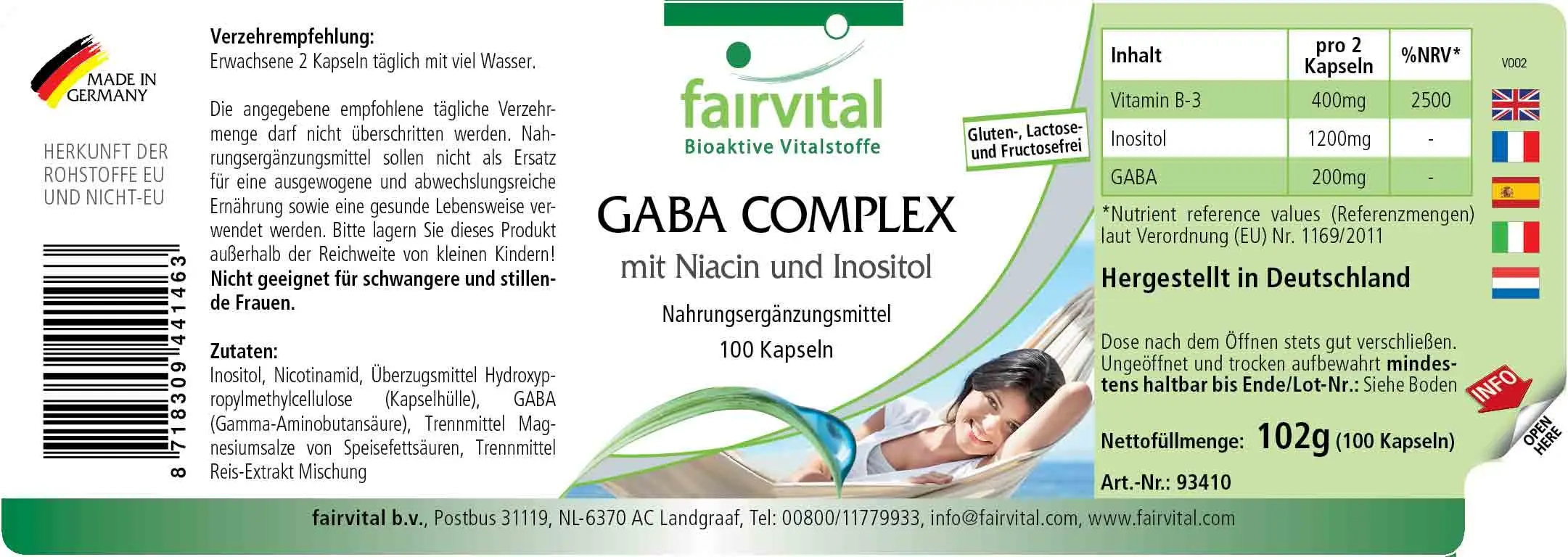 Complexe GABA avec Niacine et Inositol - 100 gélules