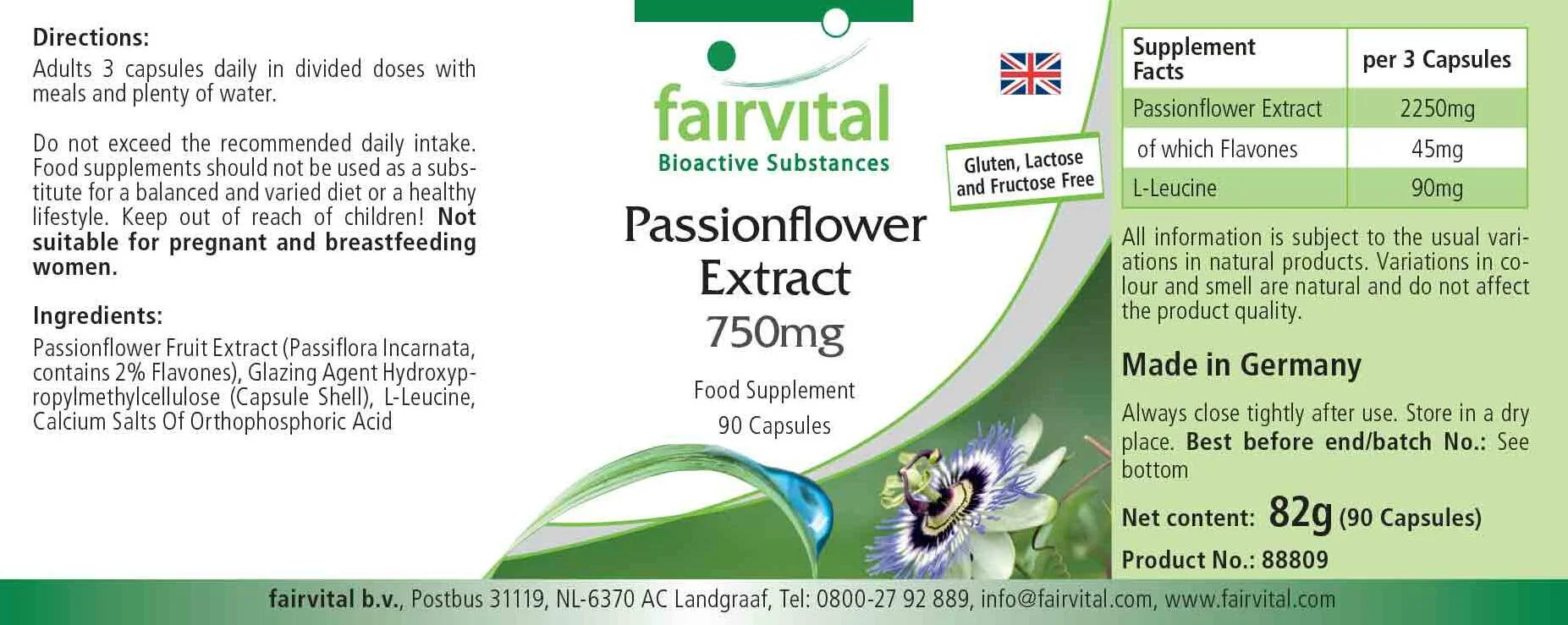 Extracto de Pasiflora 750mg - 90 Cápsulas