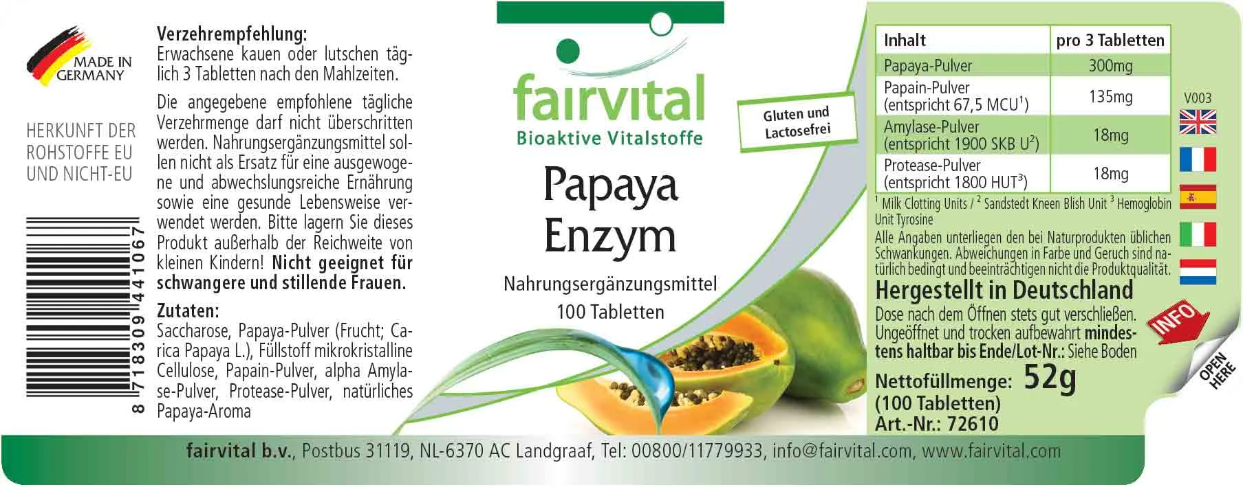 Papaya Enzyme - 100 chewable tablets