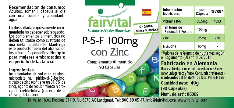 P-5-P 100mg avec zinc – vitamine B6 active – 90 gélules