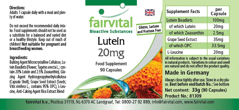 Luteína 20mg microencapsulada - 90 Cápsulas