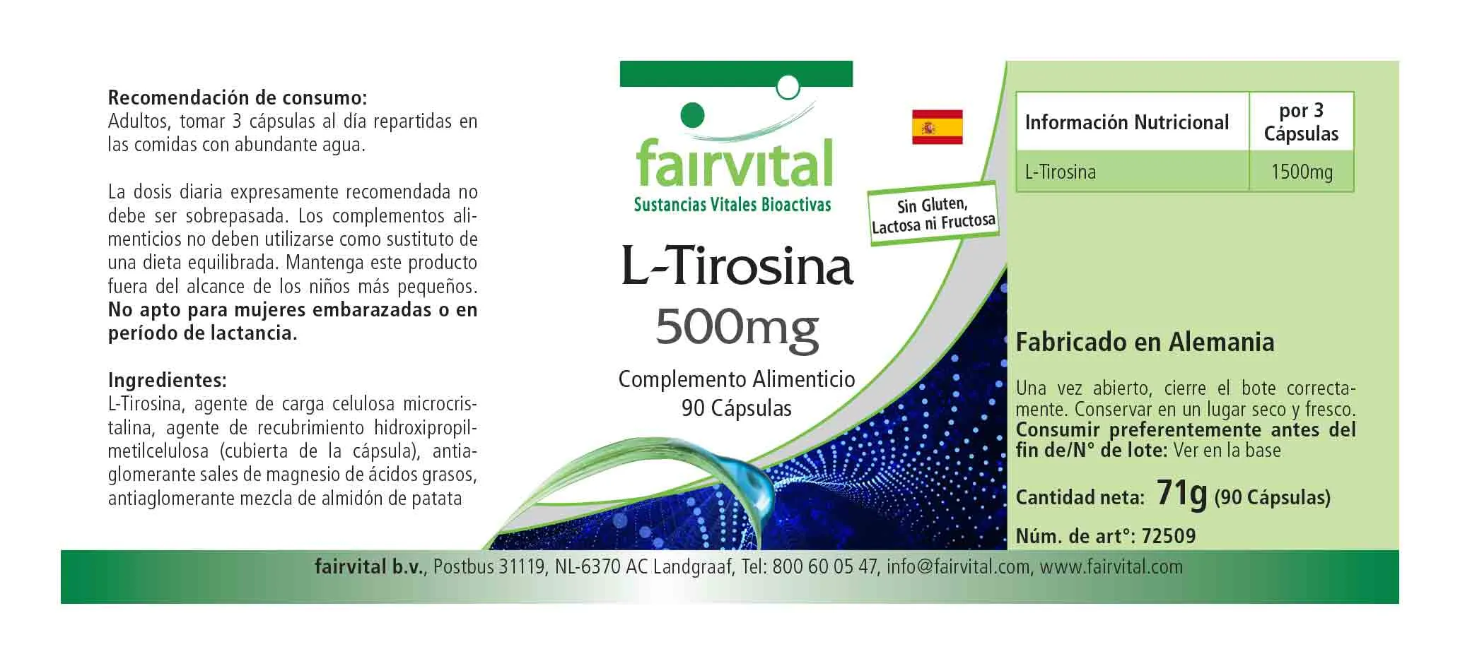 L-Tirosina 500mg - 90 capsule