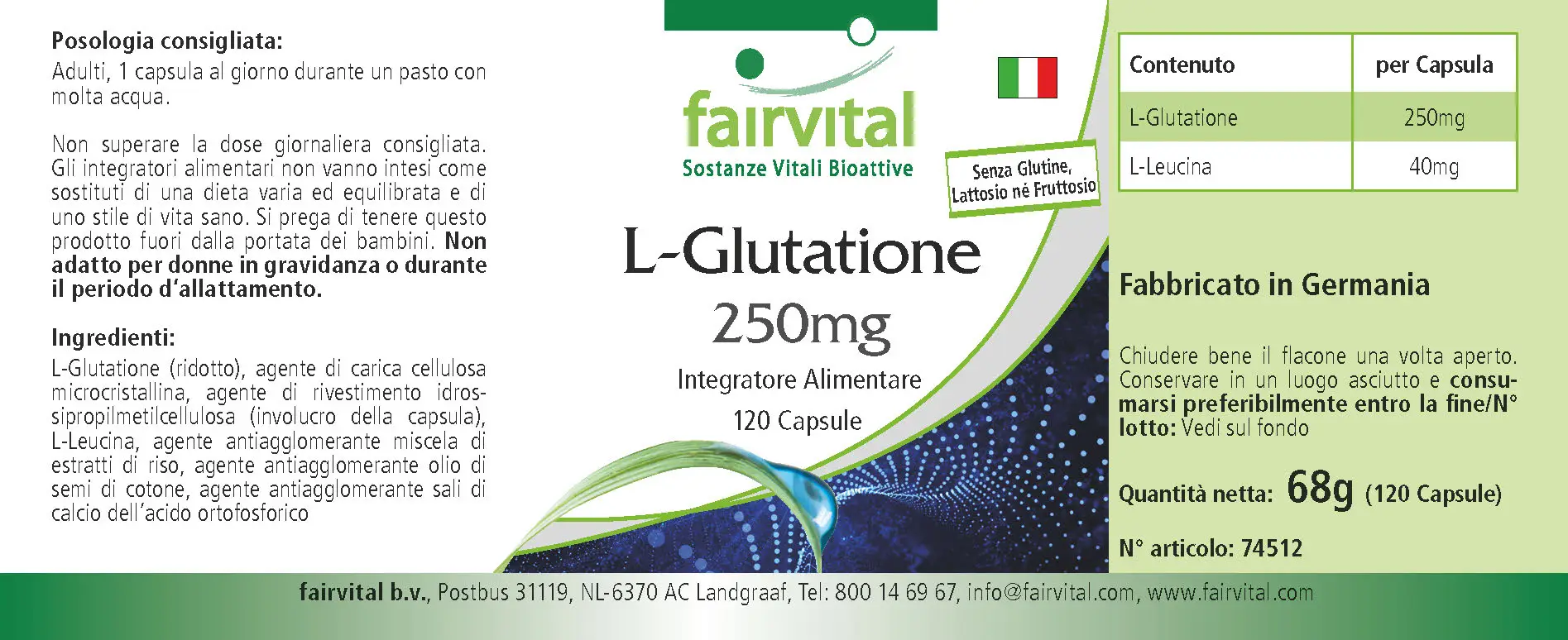 L-Glutathione 250mg - 120 Capsules