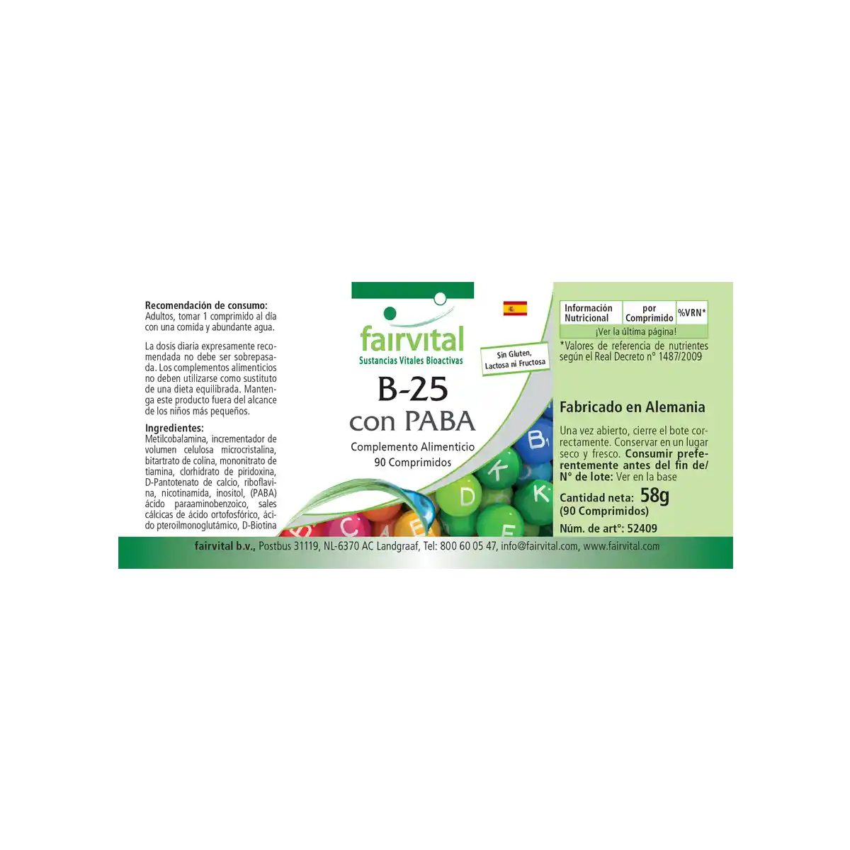 Vitamine B Complex B-25 avec PABA - 90 Comprimés