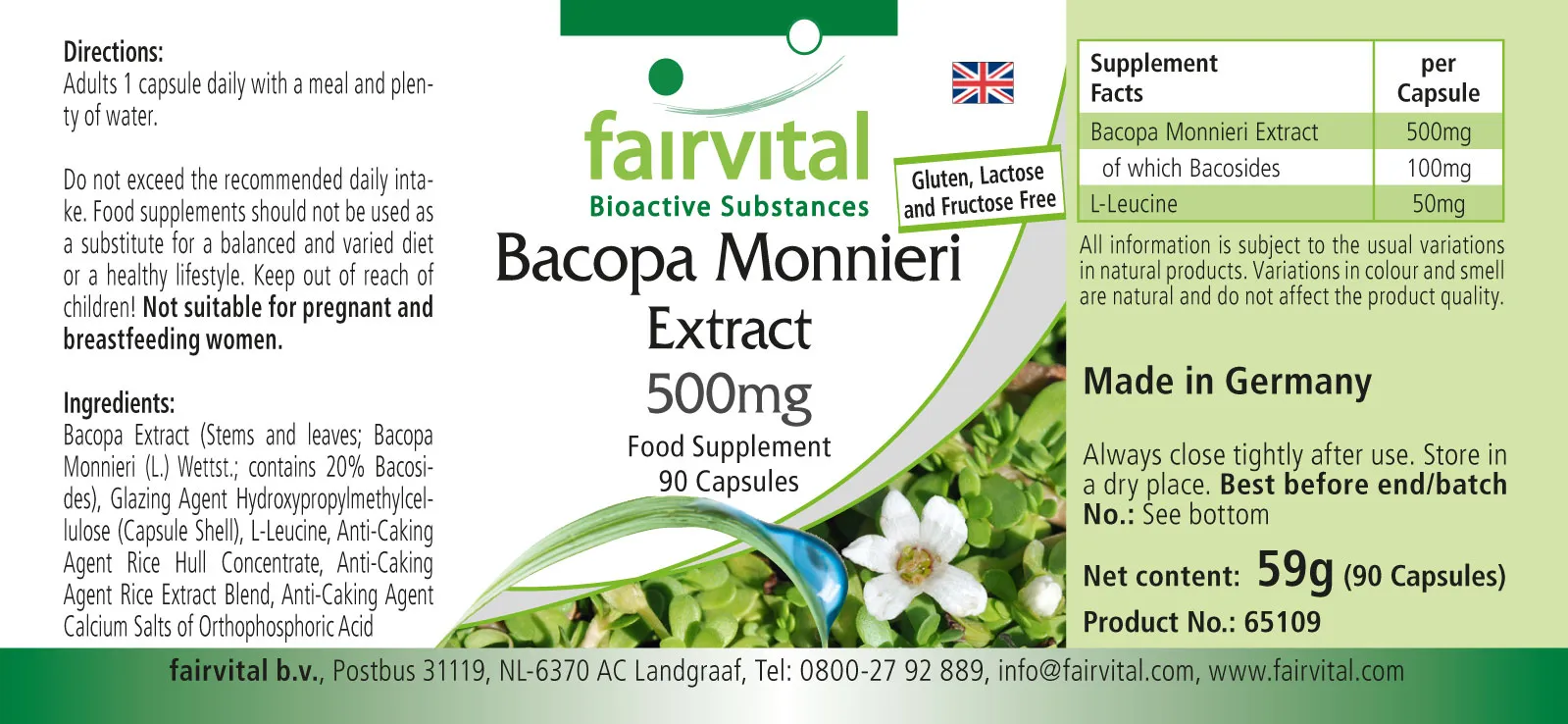 Estratto di Bacopa Monnieri 500mg - 90 capsule